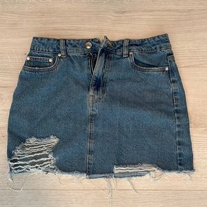 Distressed Denim Mini Skirt